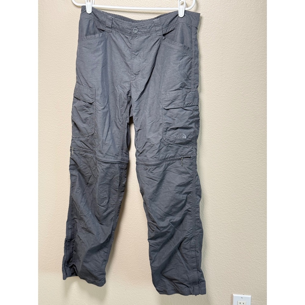 The North Face Mens 34 Regular Convertible Cargo Pants Gray Ripstop Hiking Pant